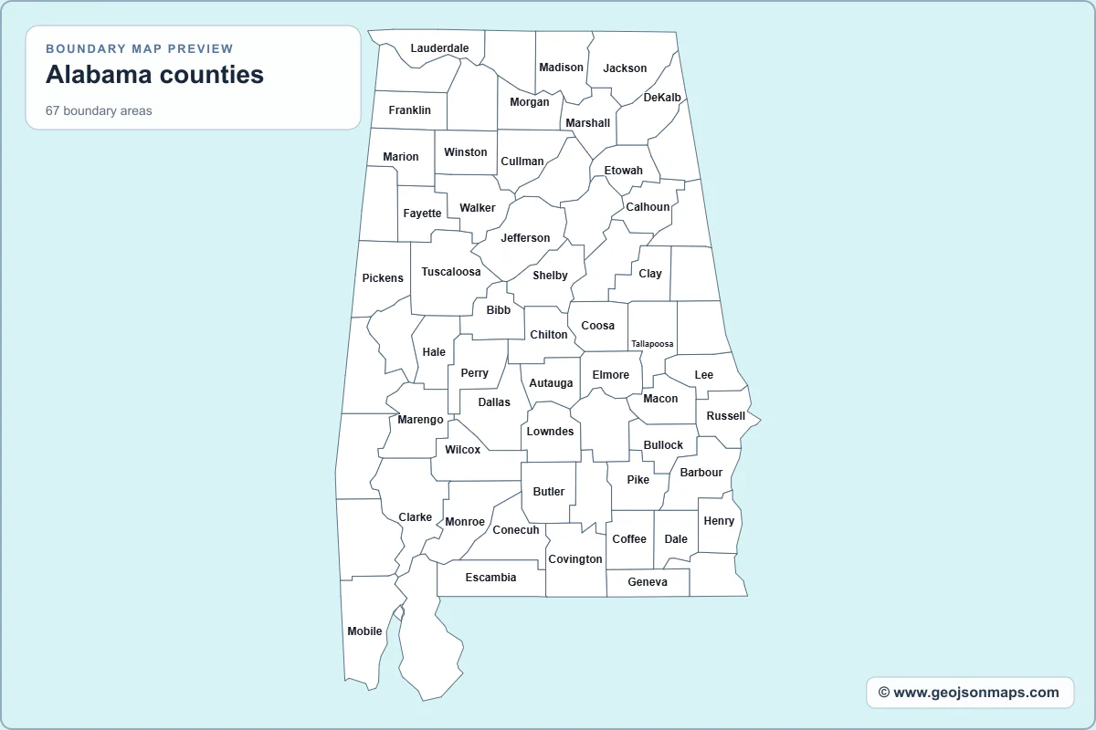 Preview of Alabama counties map