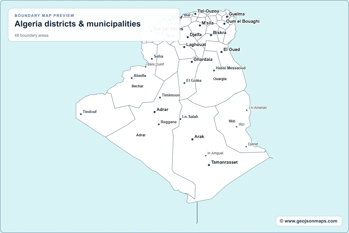 Preview of Algeria districts & municipalities map