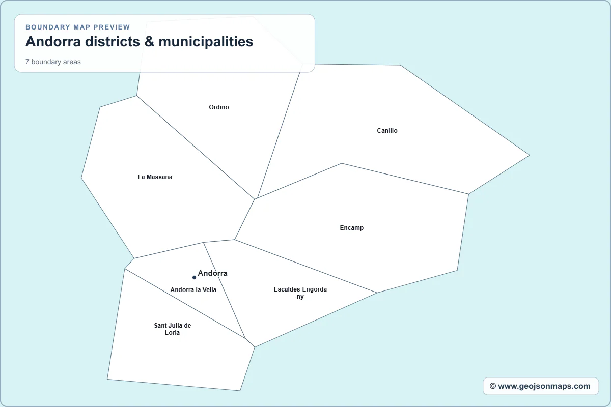 Preview of Andorra districts & municipalities map