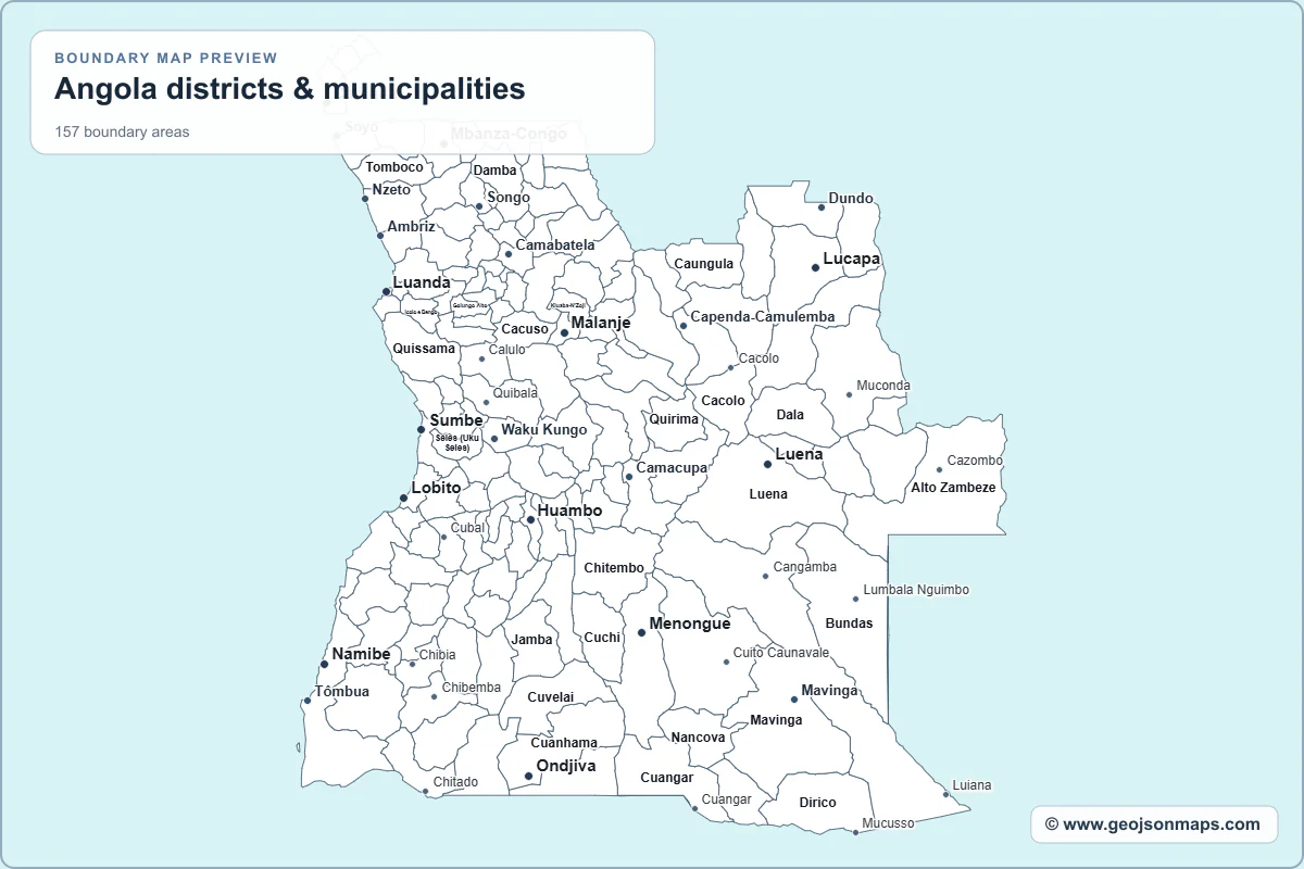 Preview of Angola districts & municipalities map