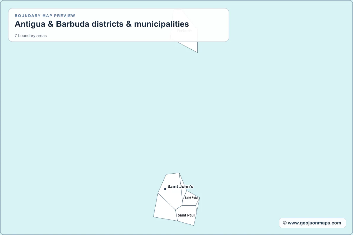 Preview of Antigua & Barbuda districts & municipalities map