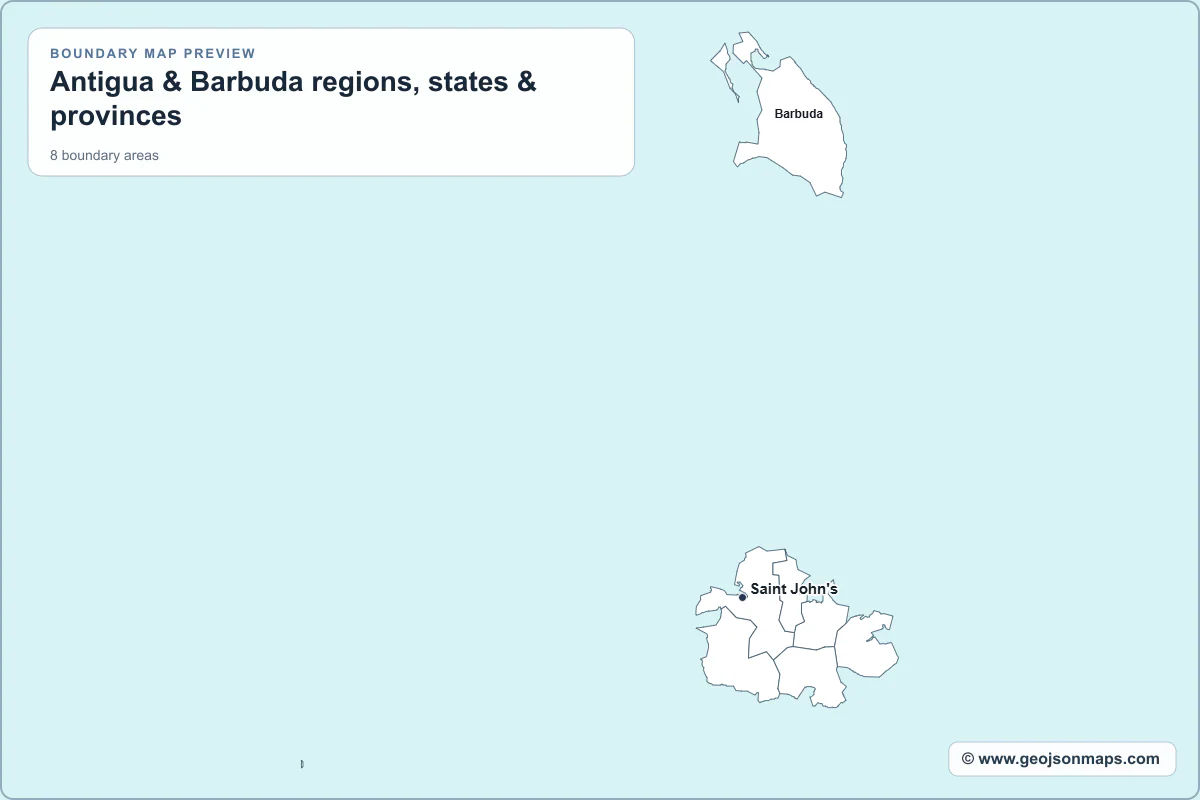 Preview of Antigua & Barbuda regions, states & provinces map