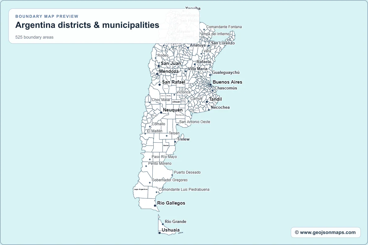 Preview of Argentina districts & municipalities map