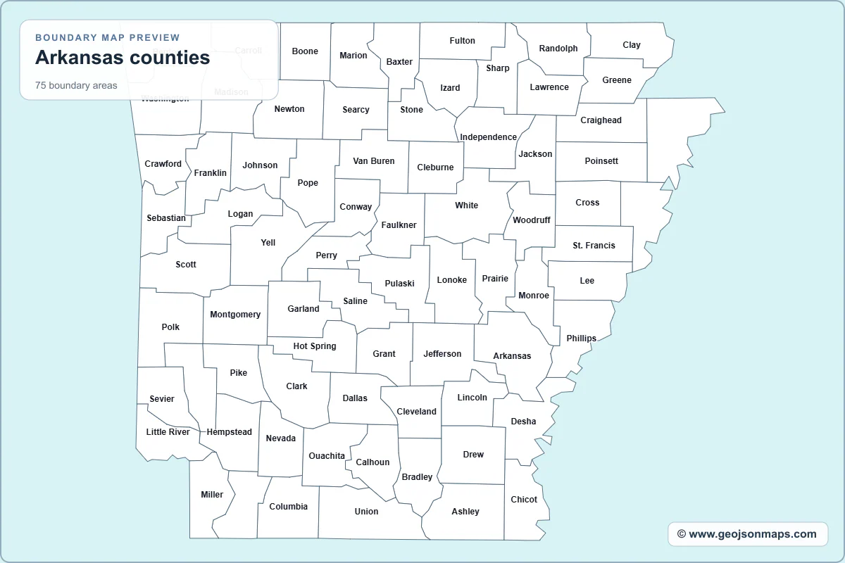 Preview of Arkansas counties map
