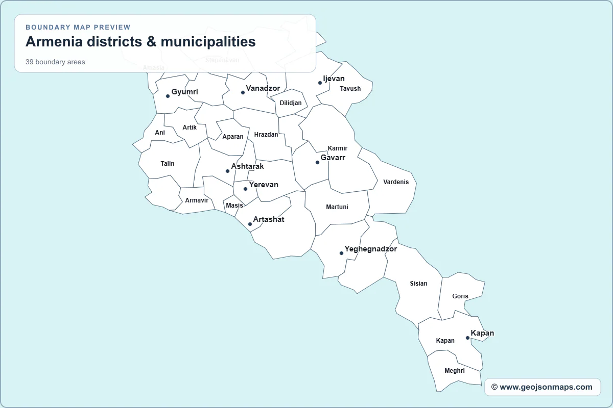 Preview of Armenia districts & municipalities map