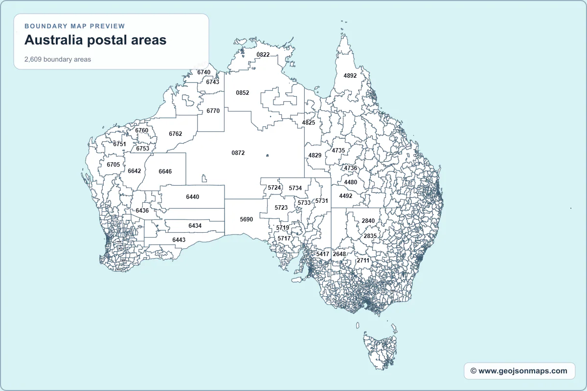 Preview of Australia postal areas map