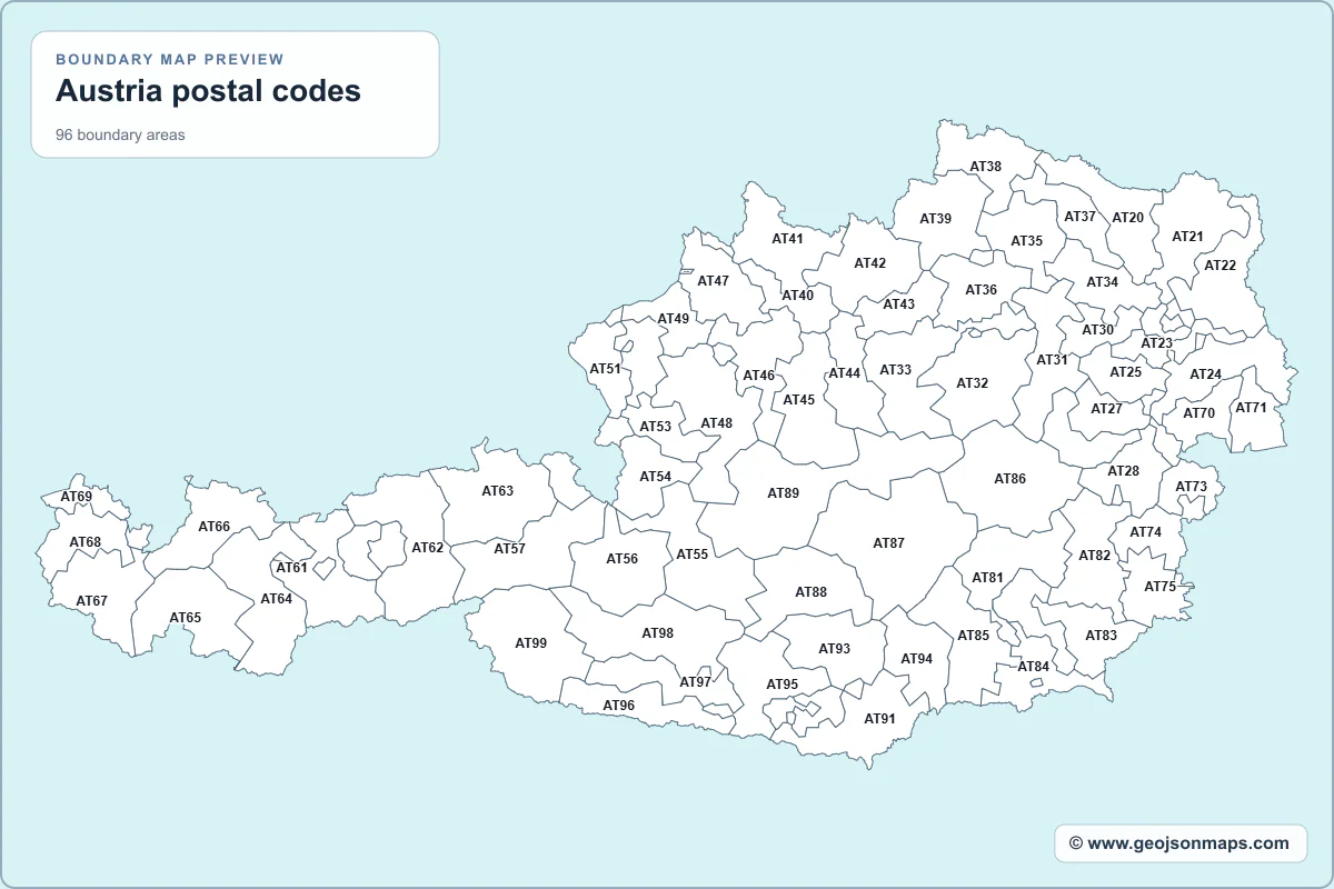 Preview of Austria postal codes map