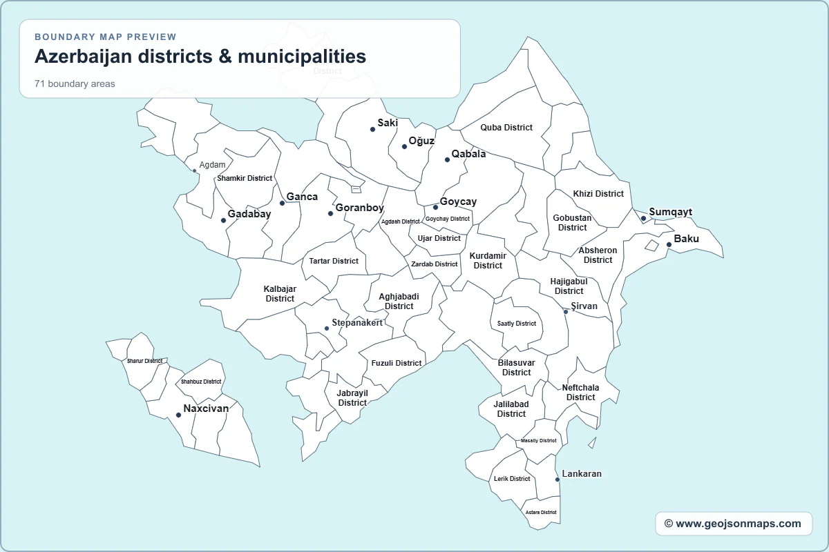 Preview of Azerbaijan districts & municipalities map
