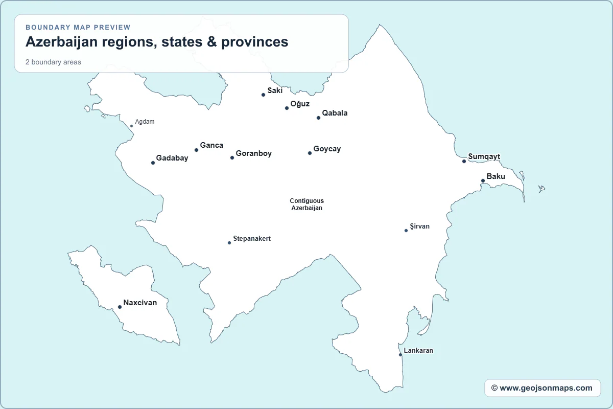 Preview of Azerbaijan regions, states & provinces map