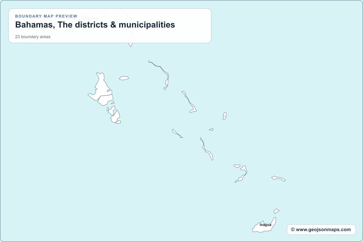 Preview of Bahamas, The districts & municipalities map