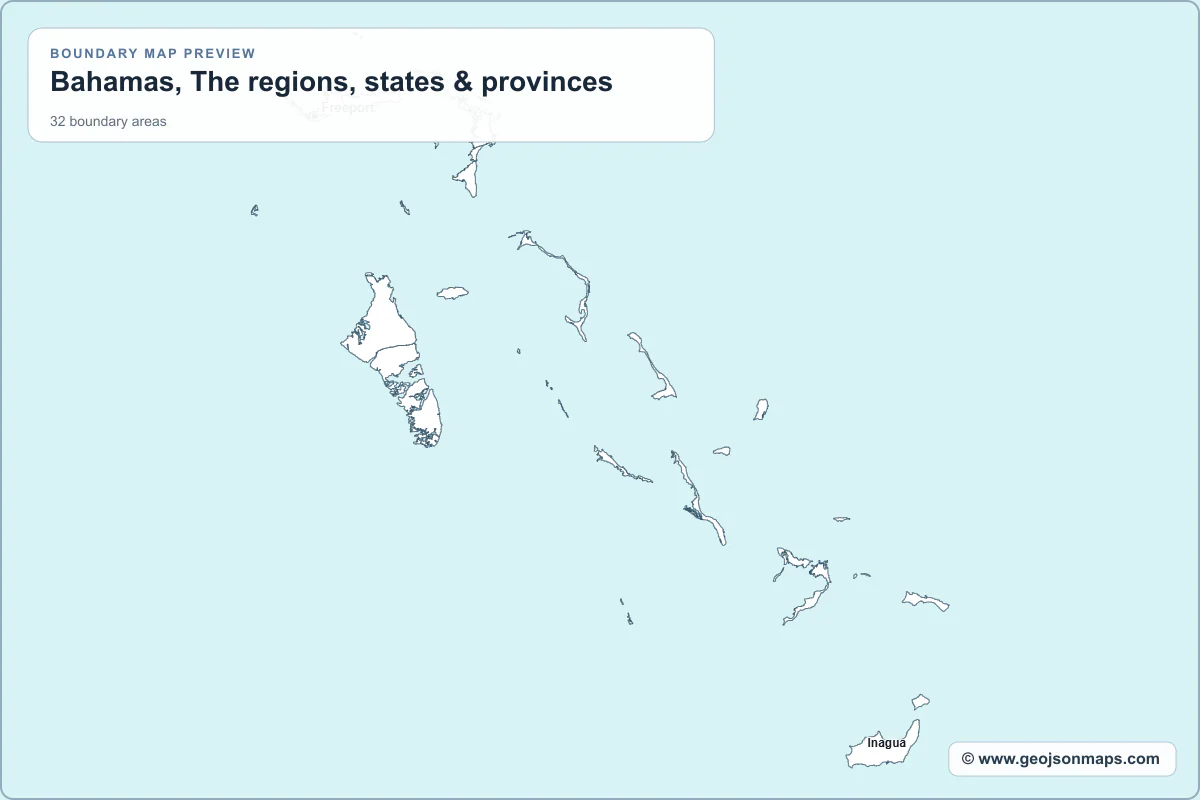 Preview of Bahamas, The regions, states & provinces map
