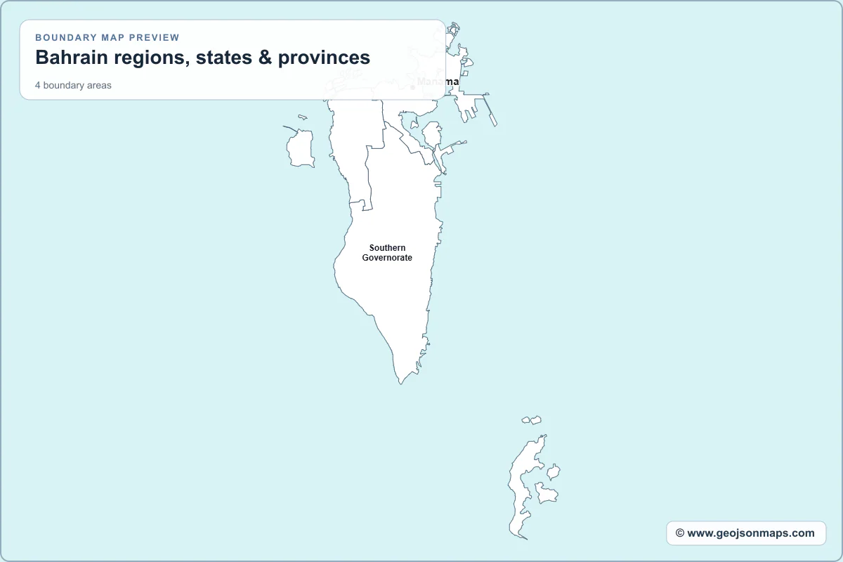 Preview of Bahrain regions, states & provinces map