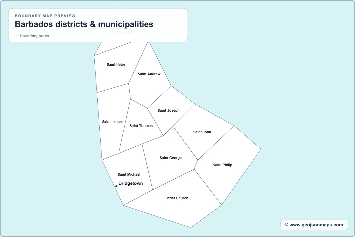 Preview of Barbados districts & municipalities map