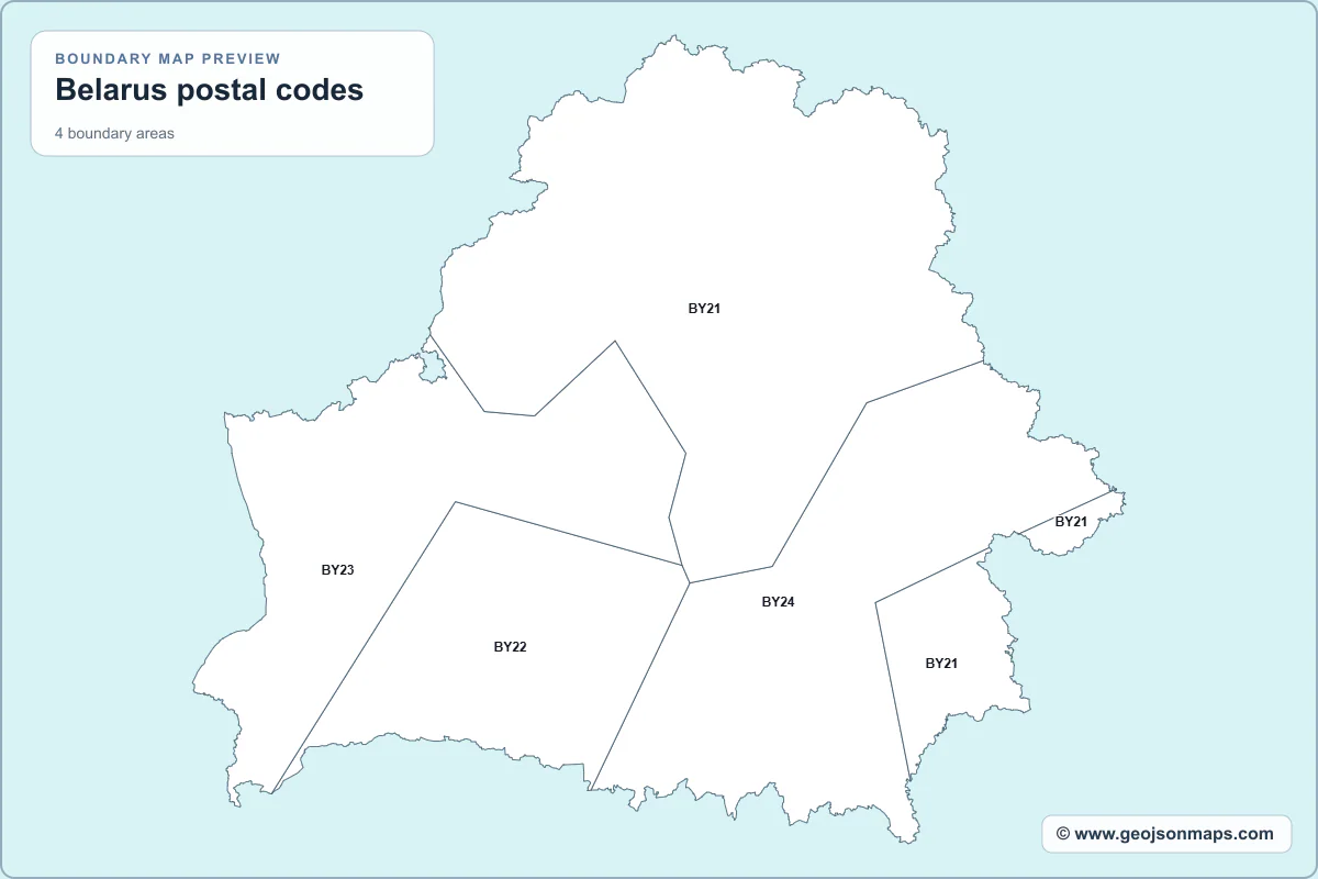 Preview of Belarus postal codes map