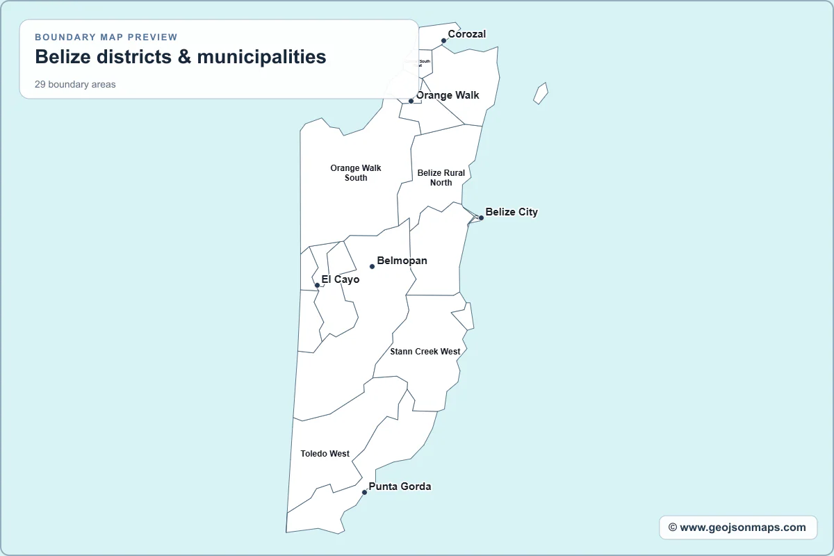 Preview of Belize districts & municipalities map