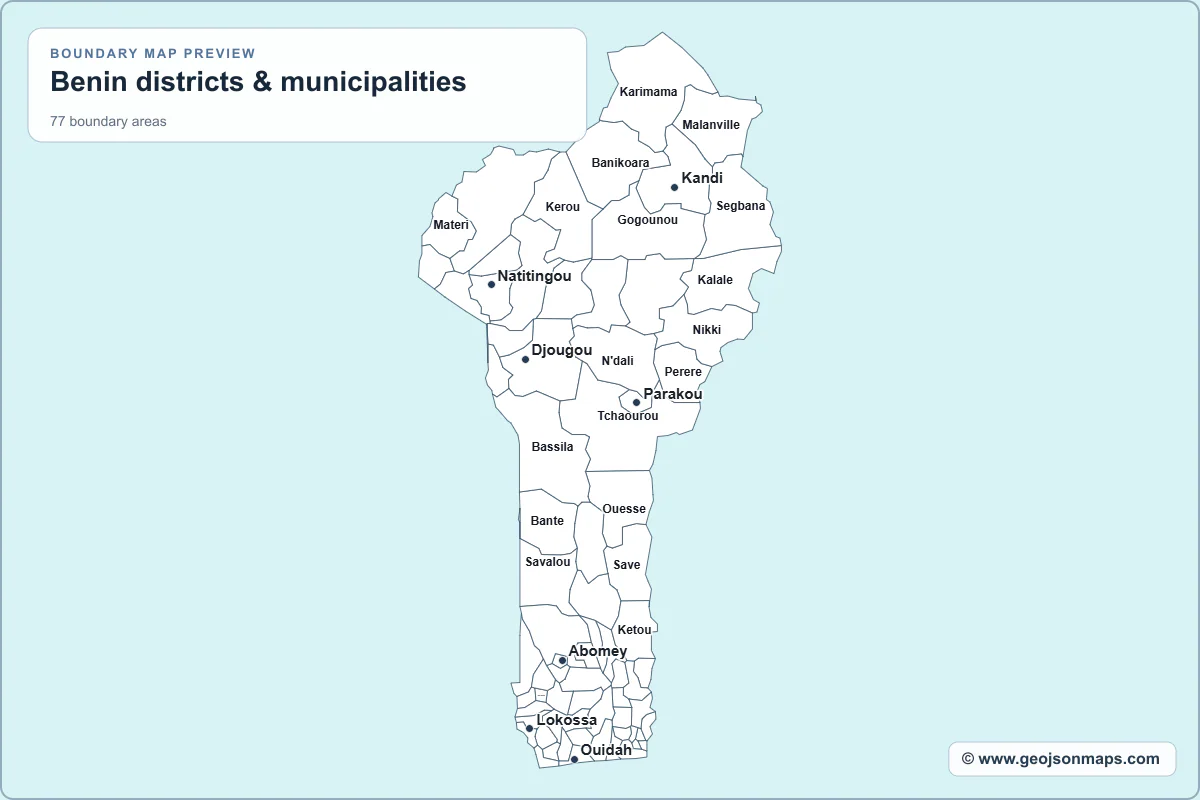 Preview of Benin districts & municipalities map