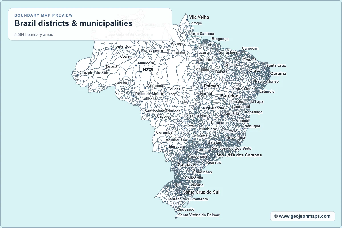 Preview of Brazil districts & municipalities map