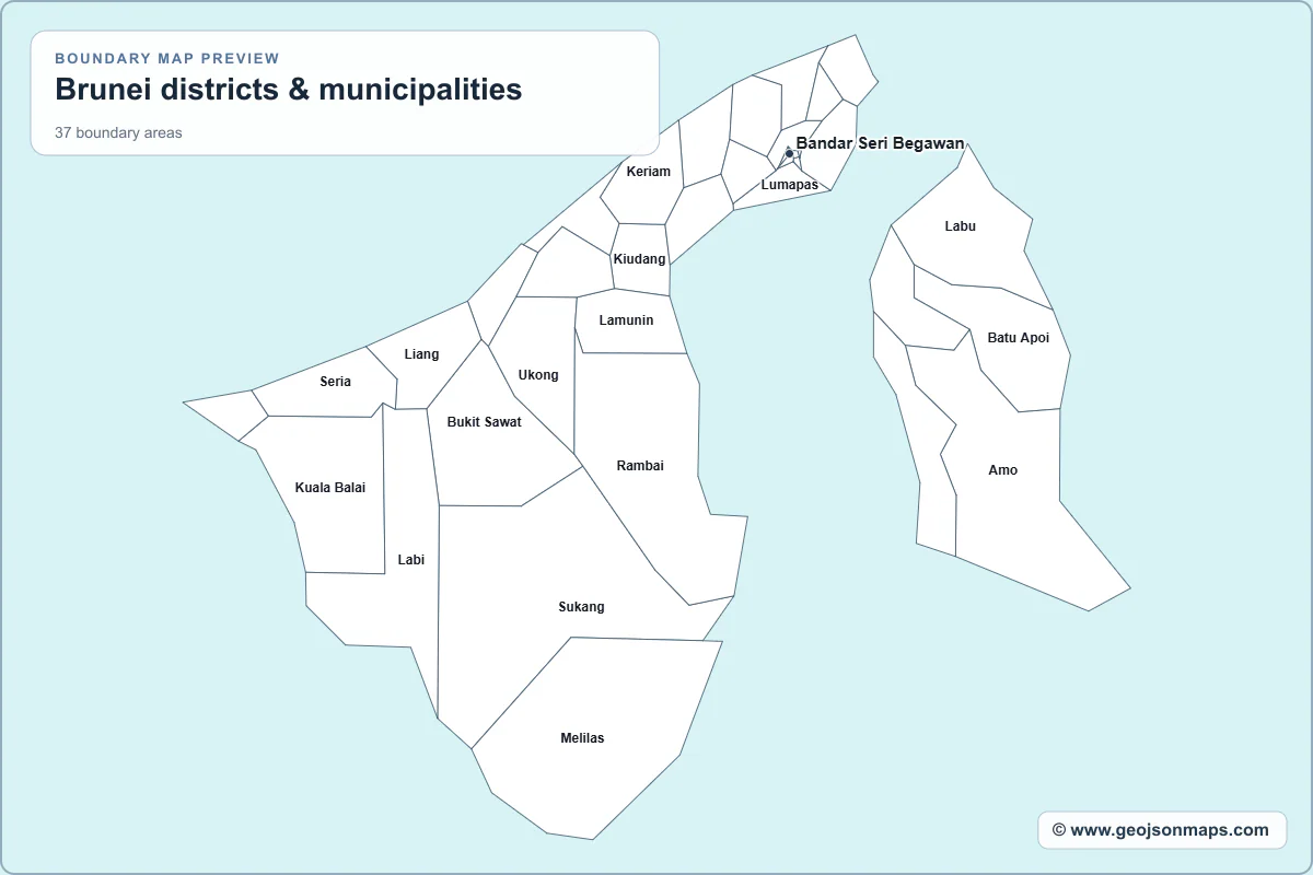 Preview of Brunei districts & municipalities map
