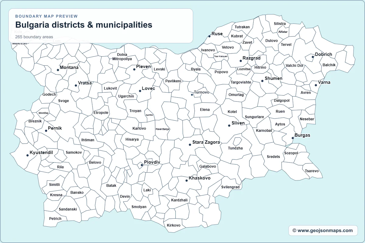 Preview of Bulgaria districts & municipalities map