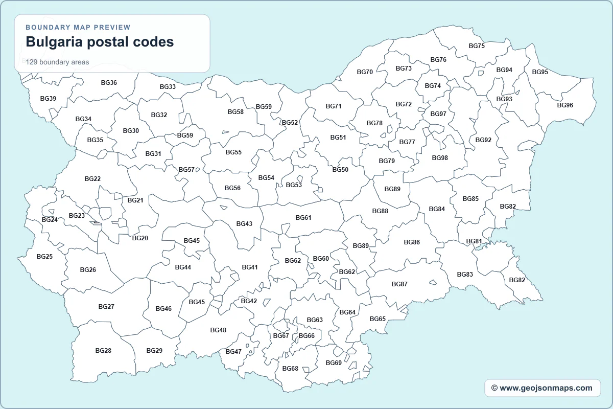 Preview of Bulgaria postal codes map
