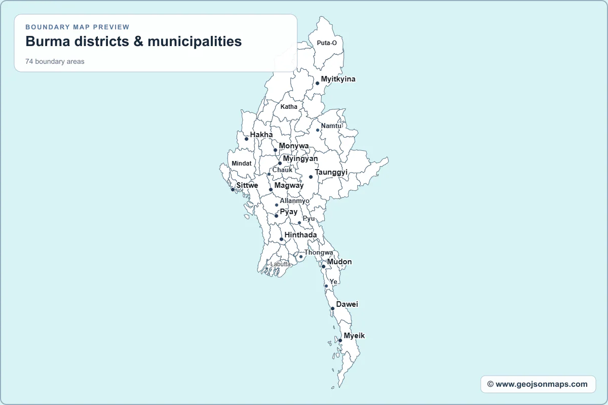 Preview of Burma districts & municipalities map