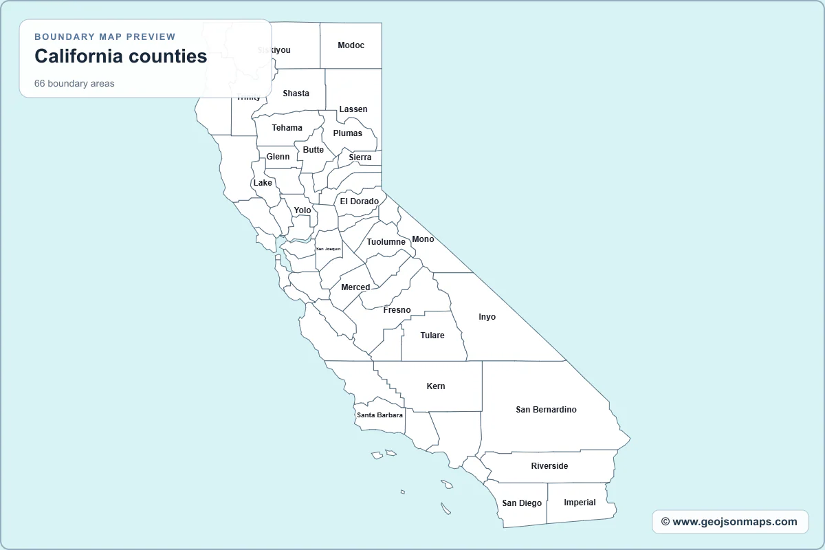 Preview of California counties map