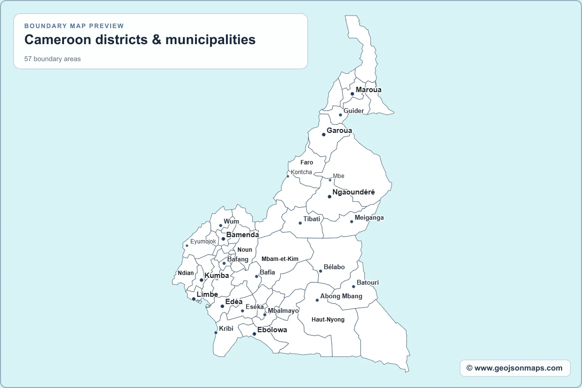 Preview of Cameroon districts & municipalities map