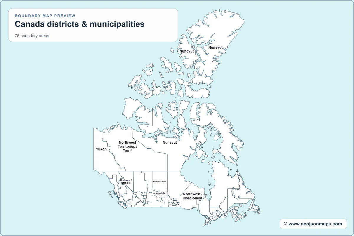 Preview of Canada districts & municipalities map