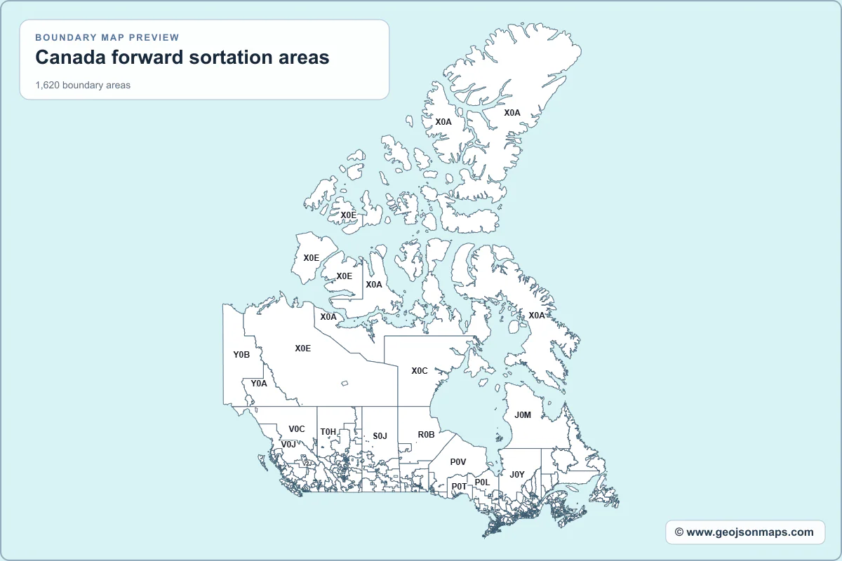 Preview of Canada forward sortation areas map