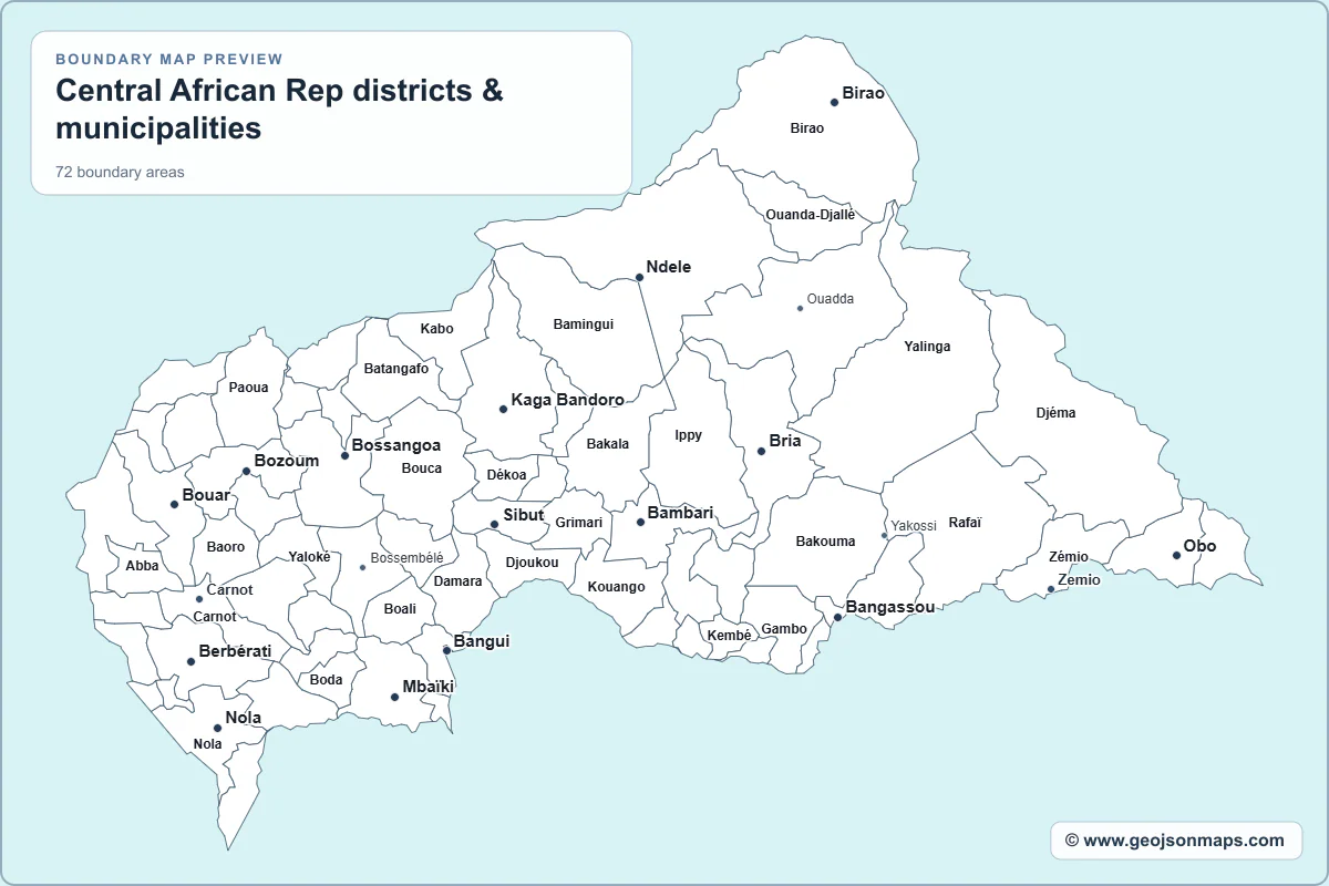 Preview of Central African Rep districts & municipalities map