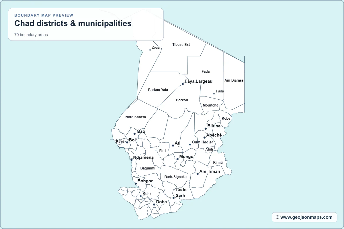 Preview of Chad districts & municipalities map