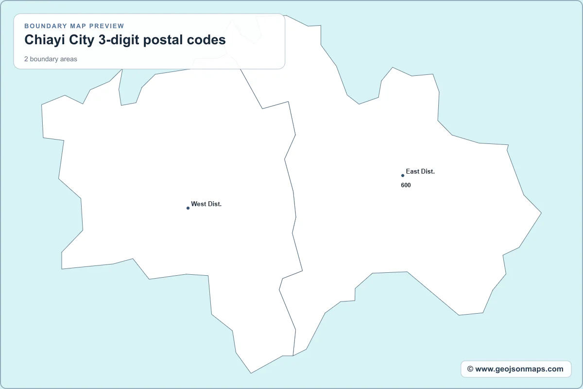 Preview of Chiayi City 3-digit postal codes map