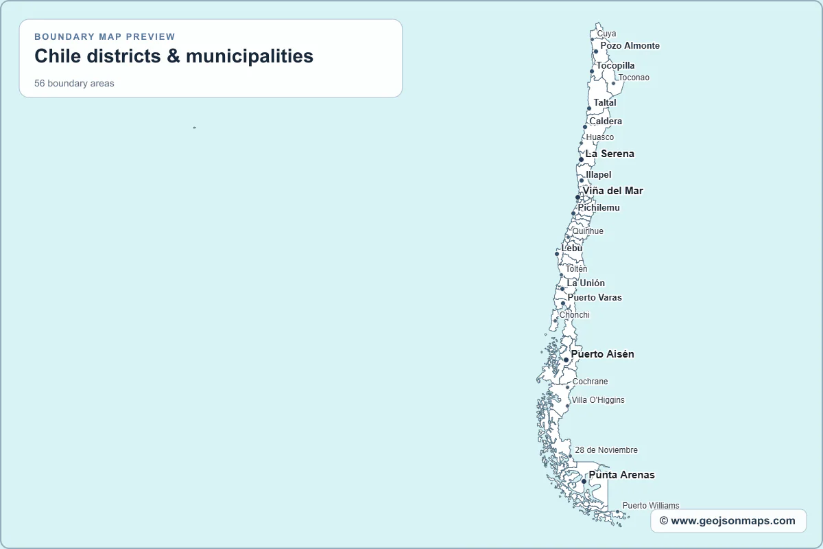 Preview of Chile districts & municipalities map