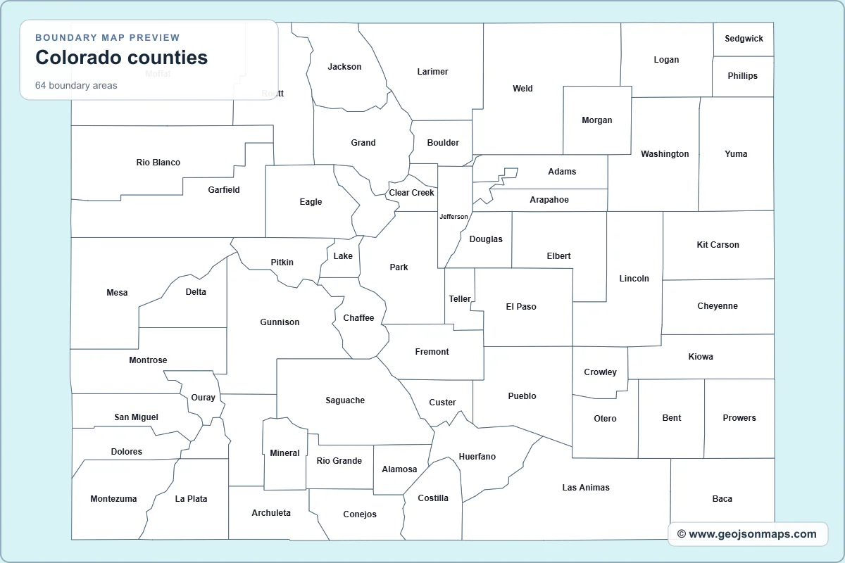 Preview of Colorado counties map
