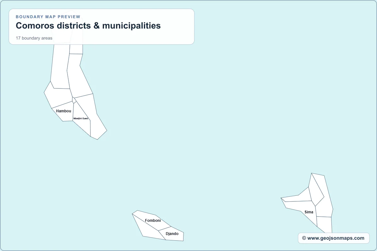 Preview of Comoros districts & municipalities map