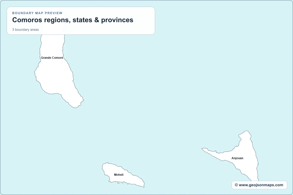 Preview of Comoros regions, states & provinces map