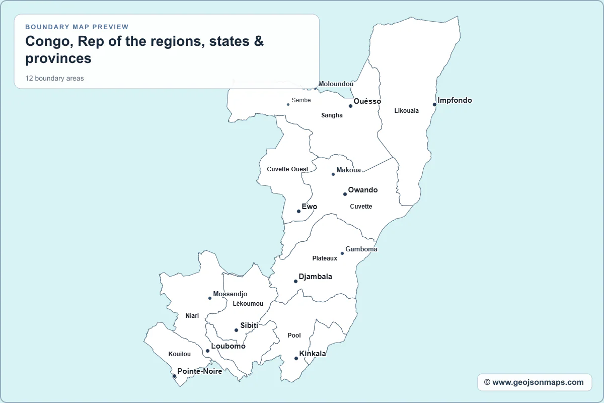 Preview of Congo, Rep of the regions, states & provinces map