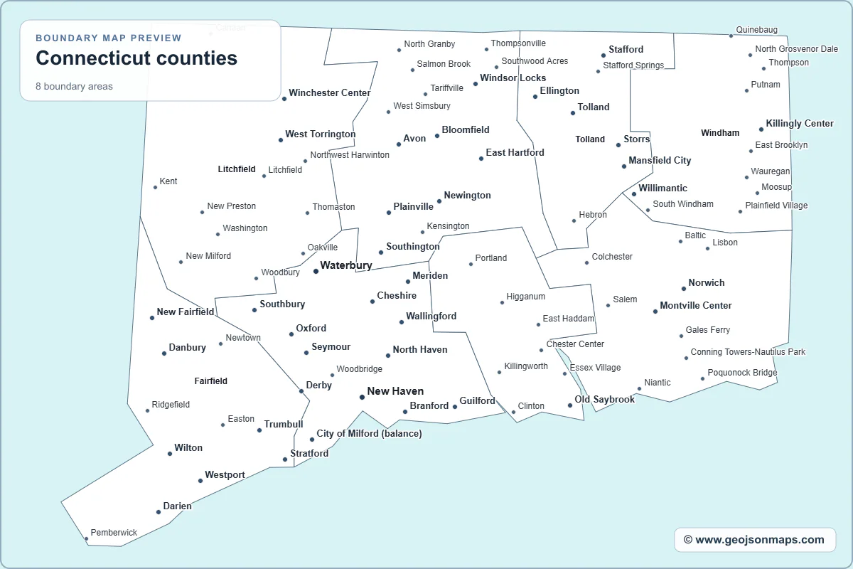 Preview of Connecticut counties map