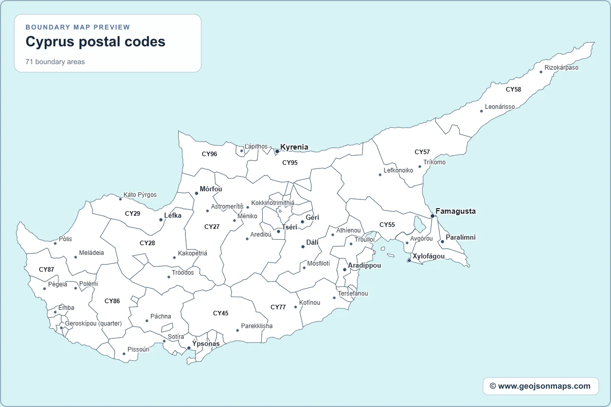 Preview of Cyprus postal codes map