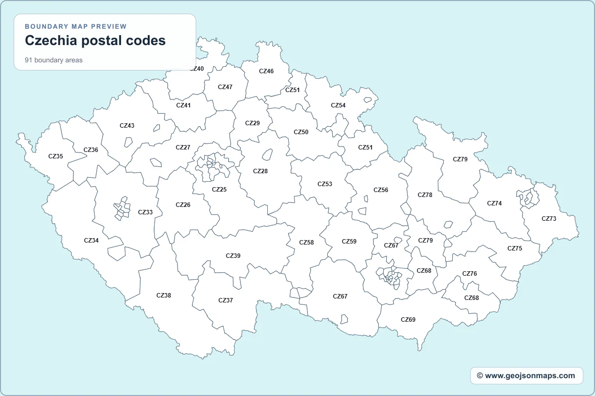 Preview of Czechia postal codes map