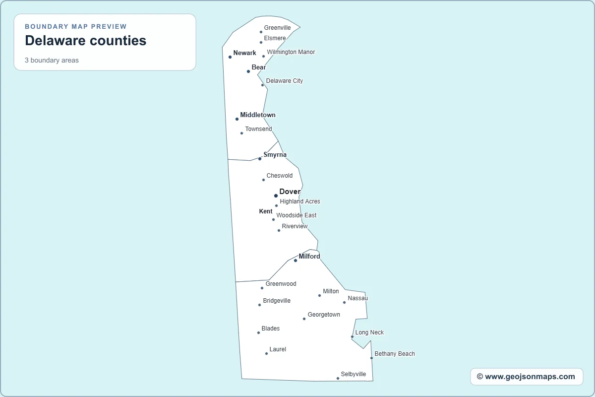 Preview of Delaware counties map