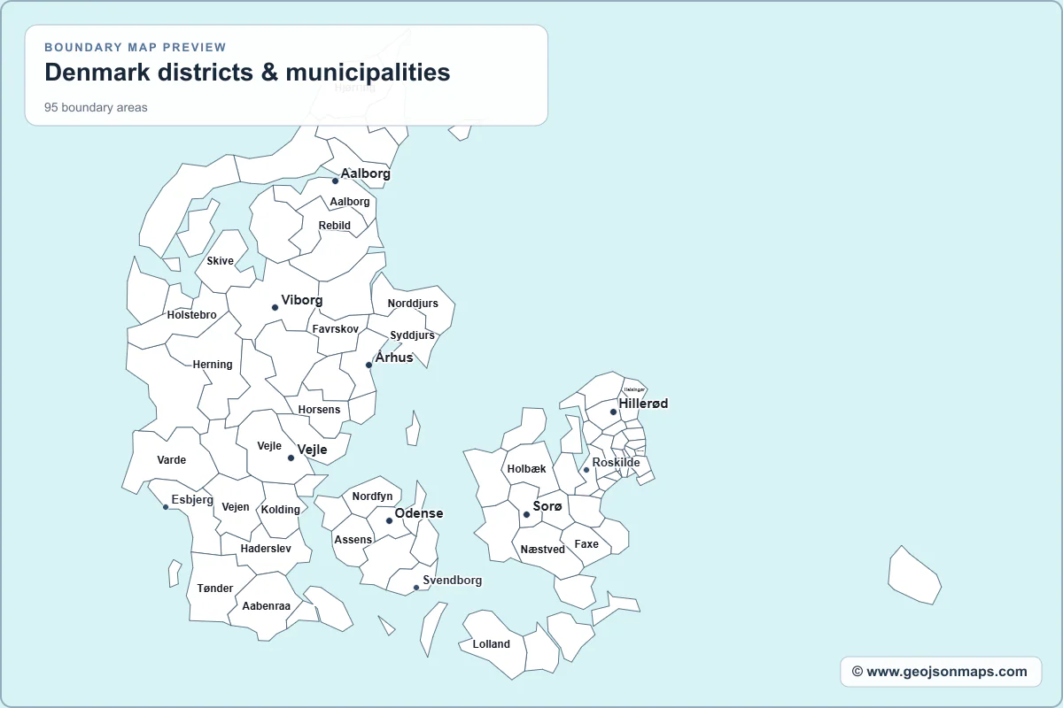 Preview of Denmark districts & municipalities map