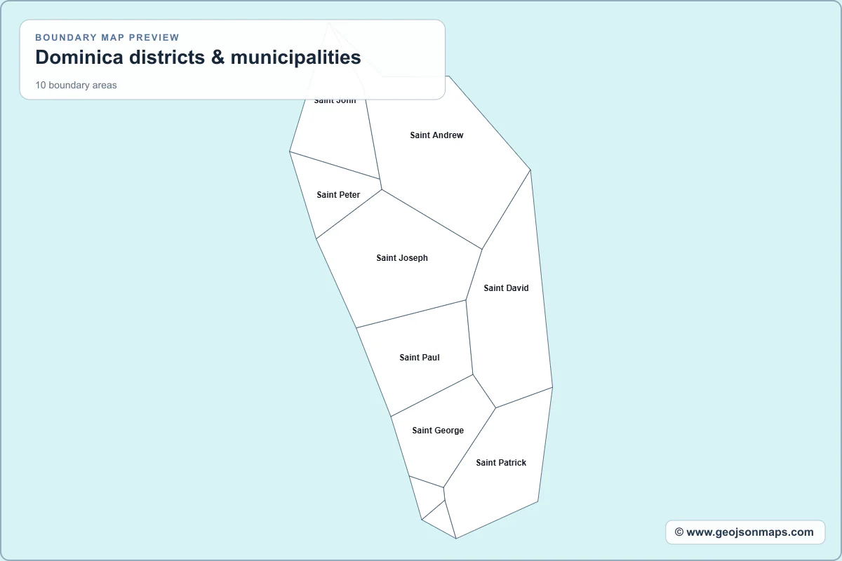 Preview of Dominica districts & municipalities map