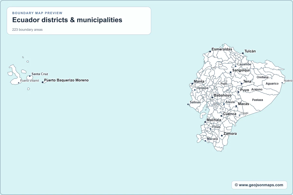 Preview of Ecuador districts & municipalities map