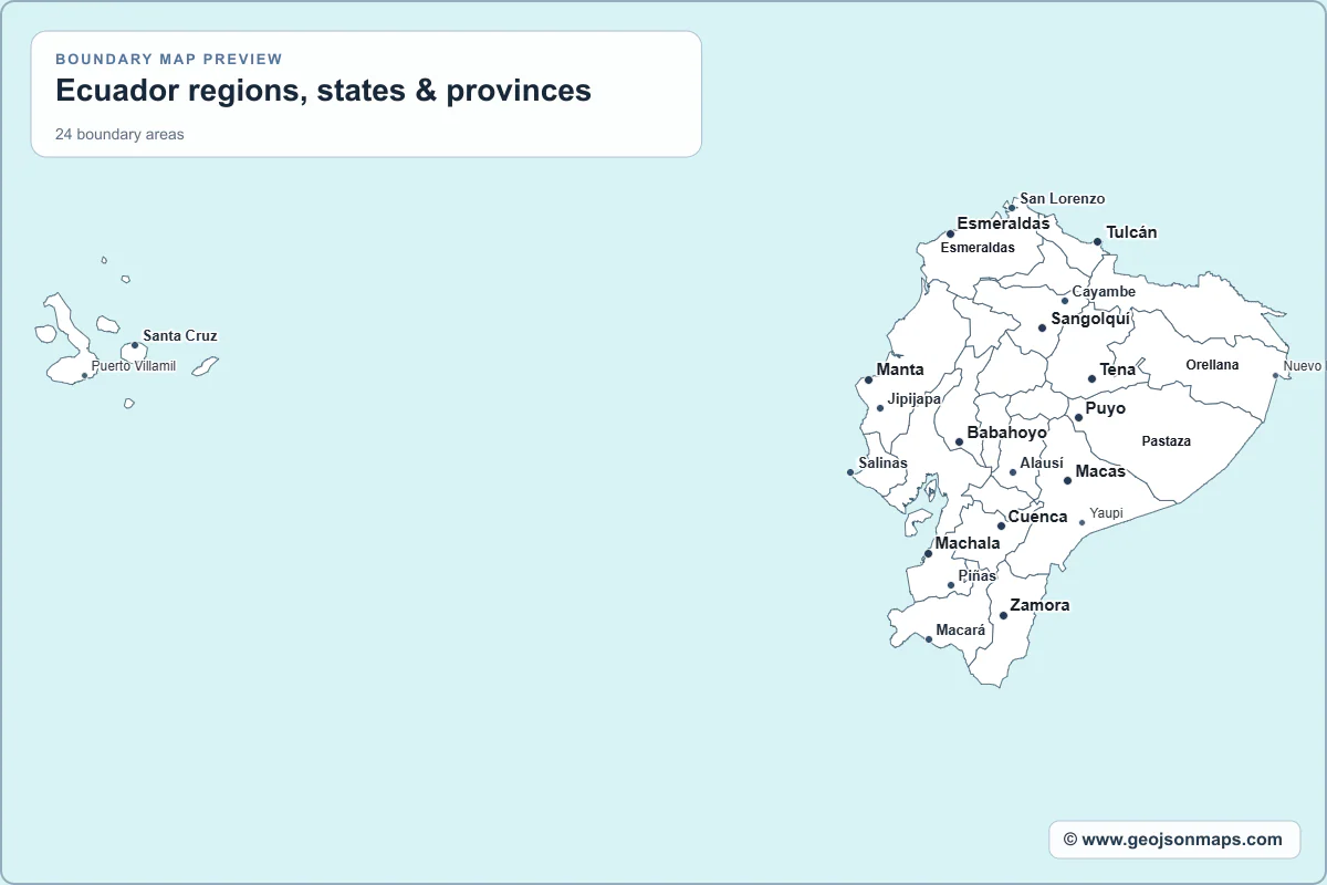 Preview of Ecuador regions, states & provinces map