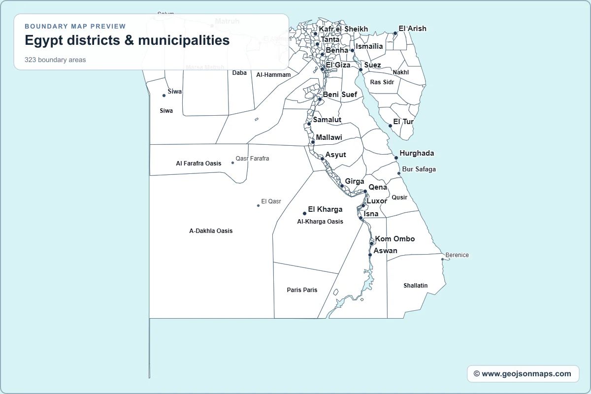 Preview of Egypt districts & municipalities map