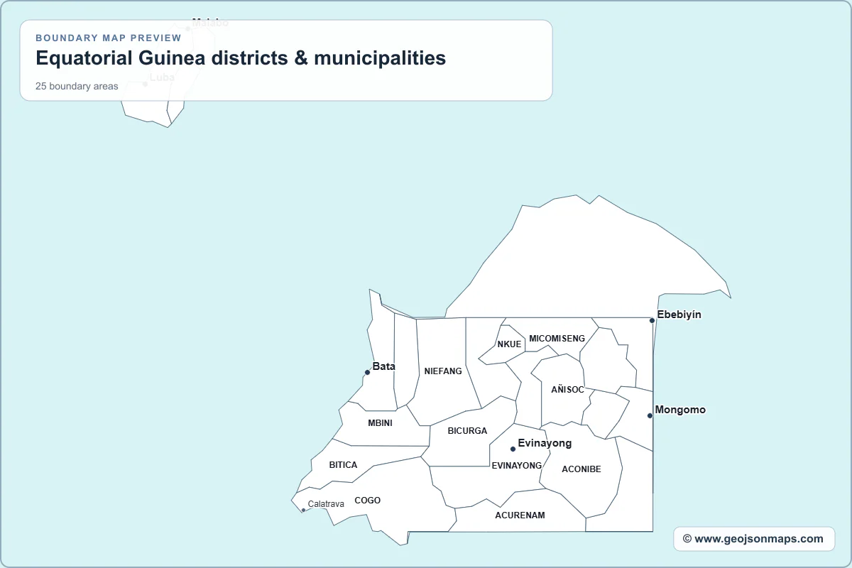 Preview of Equatorial Guinea districts & municipalities map