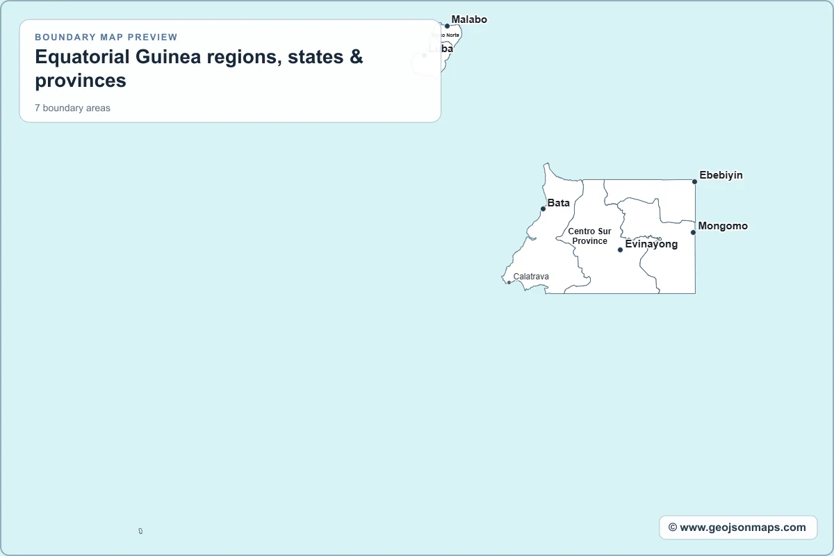 Preview of Equatorial Guinea regions, states & provinces map