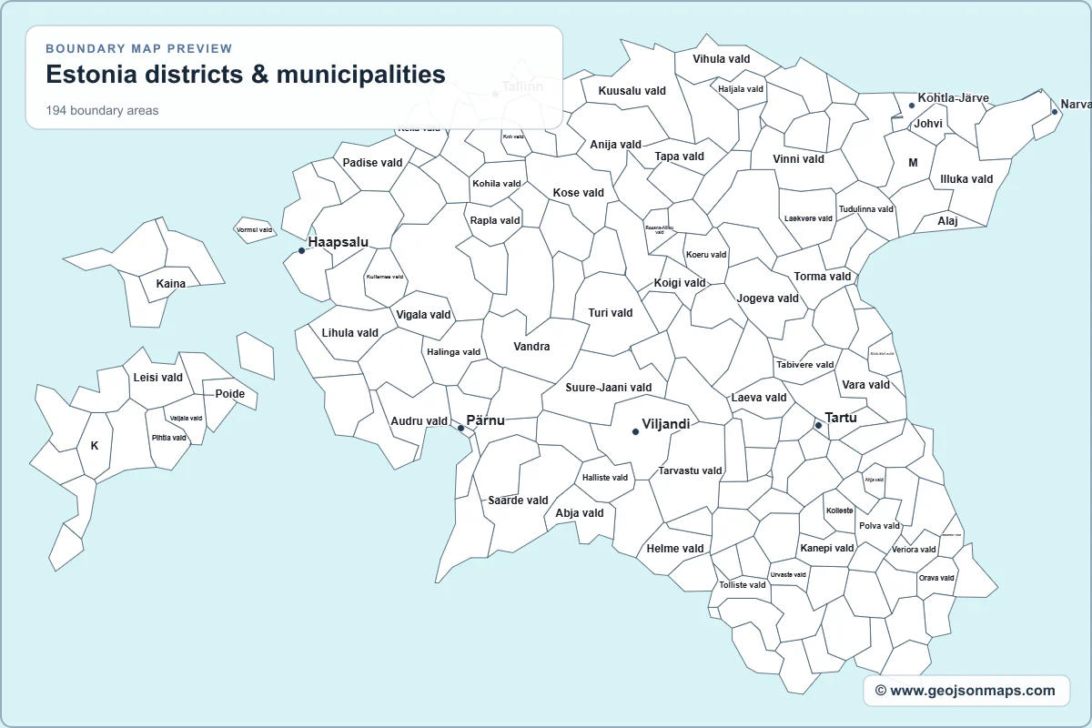 Preview of Estonia districts & municipalities map