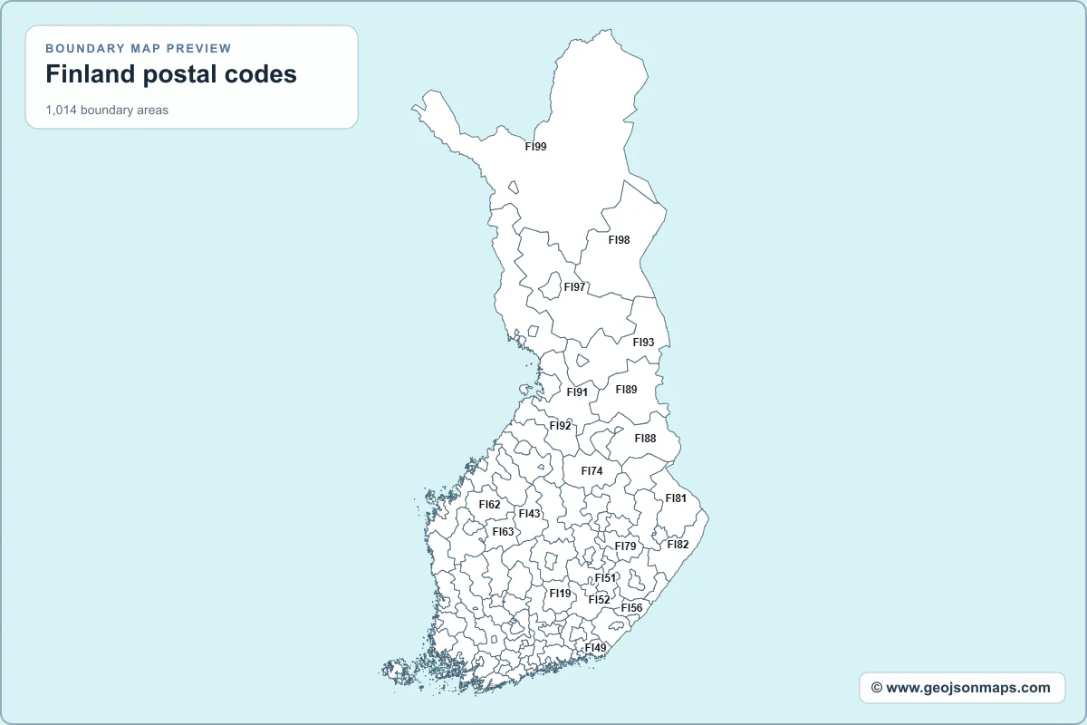 Preview of Finland postal codes map